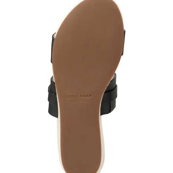 NEW COLE HAAN Francine Demi Wedge Slide Sandal Shoe Womens Size 7B Black Leather - Picture 5 of 6